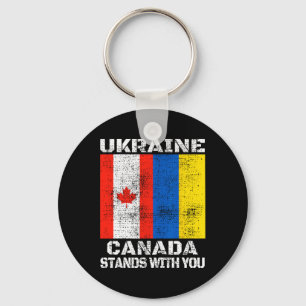 Ukraine Canada Stands With You Canadian Support Keychain