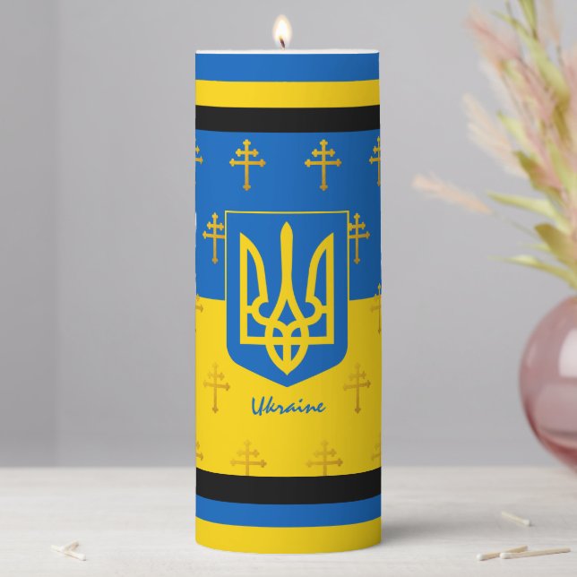 Ukraine Candle & Ukrainian Flag Candles / cross (In Situ)