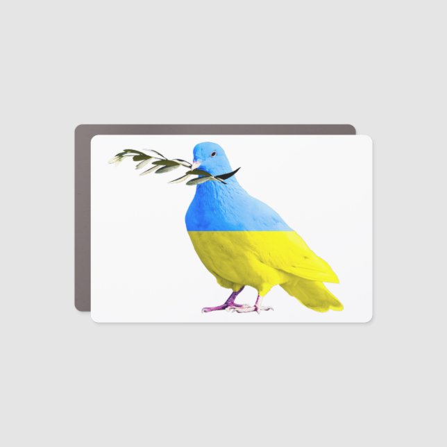 Ukraine Car Magnet Peace Dove Ukrainian Flag (Front)