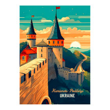 Ukraine Castle Flat Illustration Wanderlust
