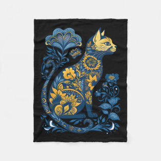 Ukraine Cat Floral Vintage Ukrainian Flag And Vysh Fleece Blanket