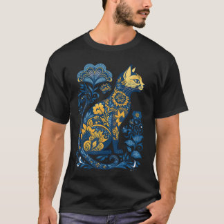 Ukraine Cat Floral Vintage Ukrainian Flag Vyshyvan T-Shirt