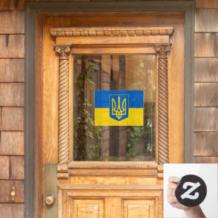 Ukraine Cling, Window Sign, Tryzub, Ukrainian Flag Cling