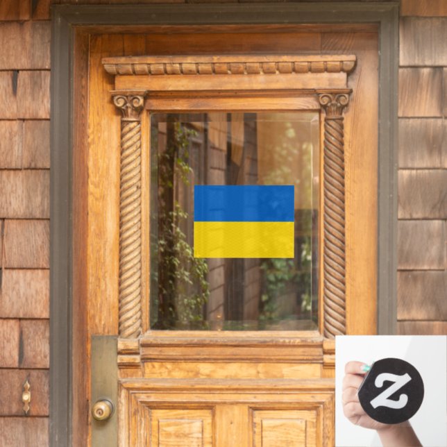 Ukraine Cling, Window Sign, Ukrainian Flag Cling (Home Door)