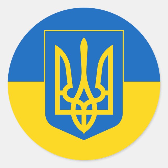 UKRAINE Coat of Arms and Flag Classic Round Sticker (Front)