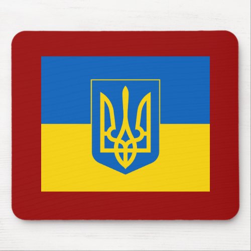 UKRAINE Coat of Arms and Flag Mouse Pad