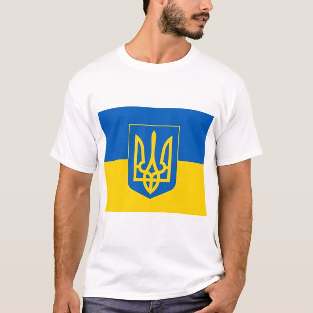 UKRAINE Coat of Arms and Flag T-Shirt (Front)
