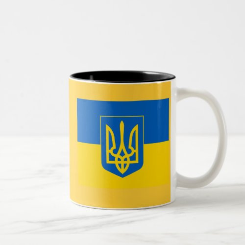 UKRAINE Coat of Arms and Flag Two_Tone Coffee Mug