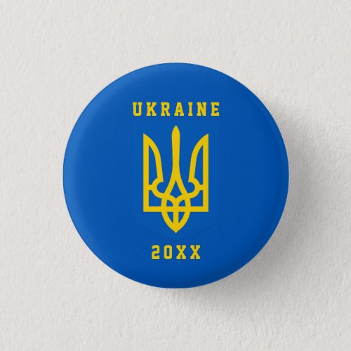 UKRAINE Coat of Arms and Year on BLUE Button