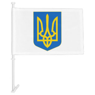Ukraine Coat of Arms Car Flag