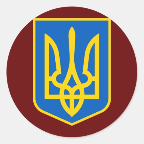 UKRAINE COAT OF ARMS CLASSIC ROUND STICKER