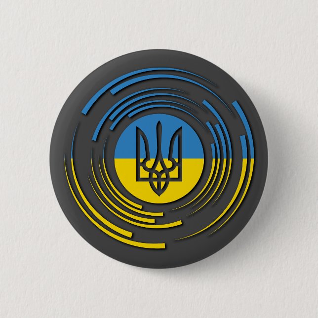 Ukraine Coat of Arms Flag Blue Yellow Button (Front)