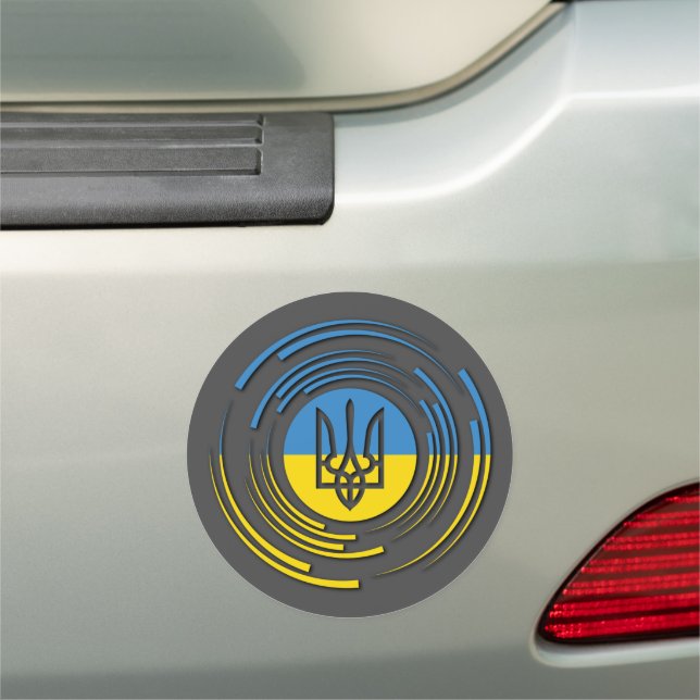 Ukraine Coat of Arms Flag Blue Yellow Car Magnet (In Situ)
