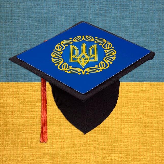 Ukraine, Coat of Arms, flag - Ukrainian Tryzub Graduation Cap Topper (Creator Uploaded)