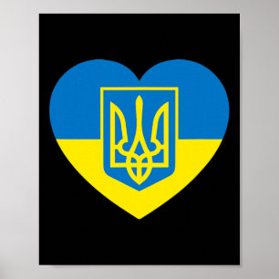 Ukraine Coat Of Arms In Heart Flag Solidarity Pro  Poster