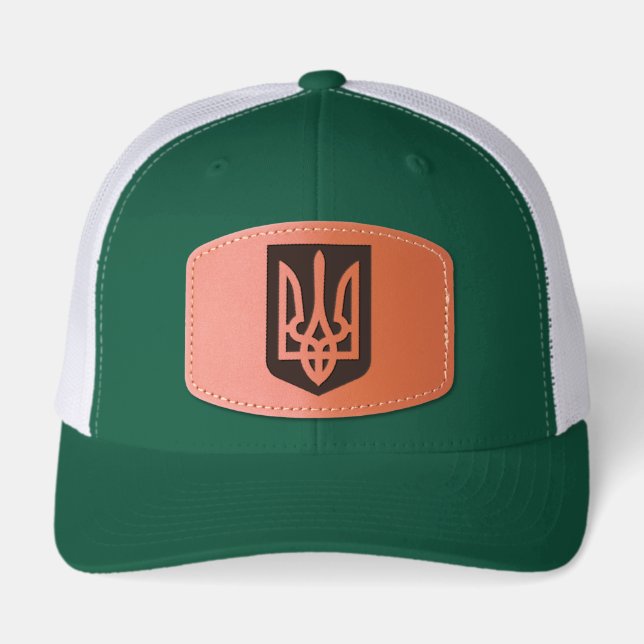 Ukraine Coat of Arms Leather Patch Hat (Front)