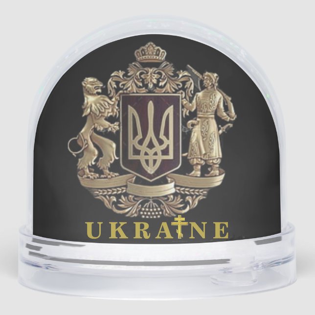 Ukraine Coat of Arms Orthodox Cross  Snow Globe (Back)