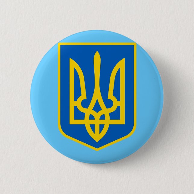 UKRAINE COAT OF ARMS PINBACK BUTTON (Front)