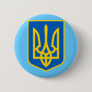 UKRAINE COAT OF ARMS PINBACK BUTTON