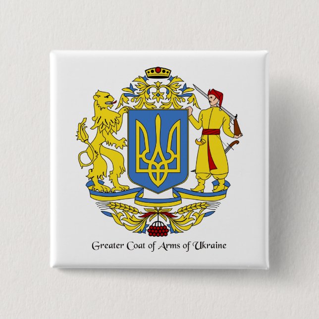 Ukraine Coat of Arms Pinback Button (Front)