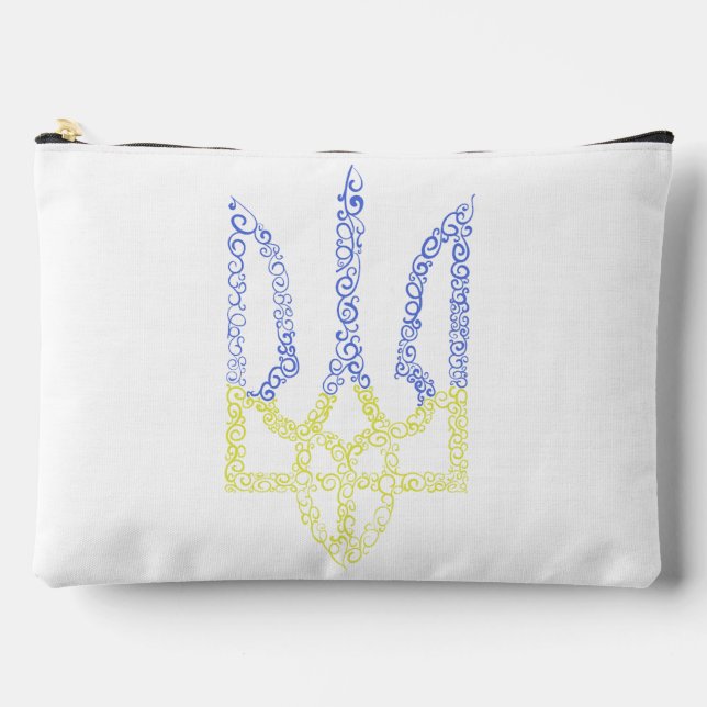 Ukraine coat of arms trident tryzub spiral pattern accessory pouch (Front)
