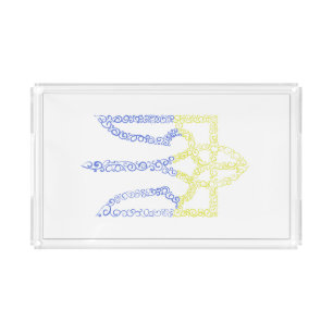 Ukraine coat of arms trident tryzub spiral pattern acrylic tray