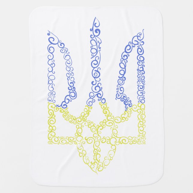Ukraine coat of arms trident tryzub spiral pattern baby blanket (Front)