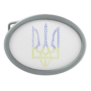 Ukraine coat of arms trident tryzub spiral pattern belt buckle