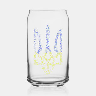 Ukraine coat of arms trident tryzub spiral pattern can glass