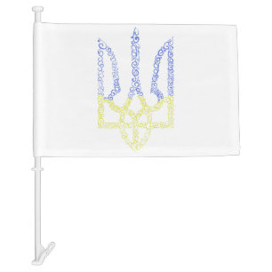 Ukraine coat of arms trident tryzub spiral pattern car flag