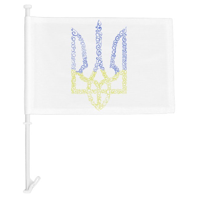 Ukraine coat of arms trident tryzub spiral pattern car flag (Front)
