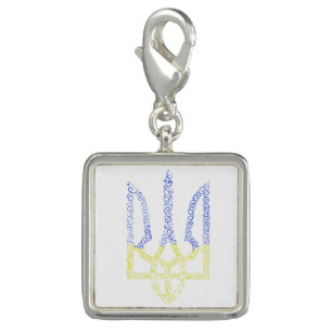 Ukraine coat of arms trident tryzub spiral pattern charm