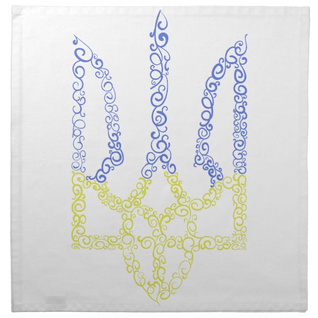 Ukraine coat of arms trident tryzub spiral pattern cloth napkin (Front)