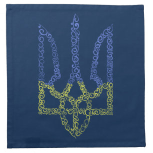 Ukraine coat of arms trident tryzub spiral pattern cloth napkin