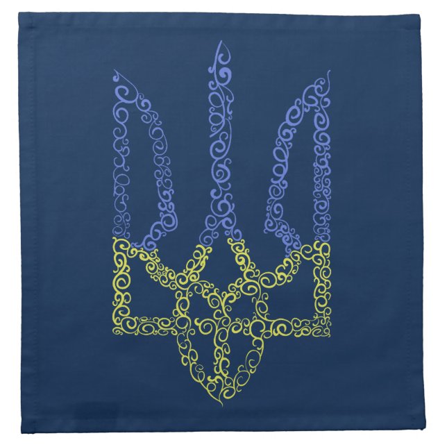Ukraine coat of arms trident tryzub spiral pattern cloth napkin (Front)