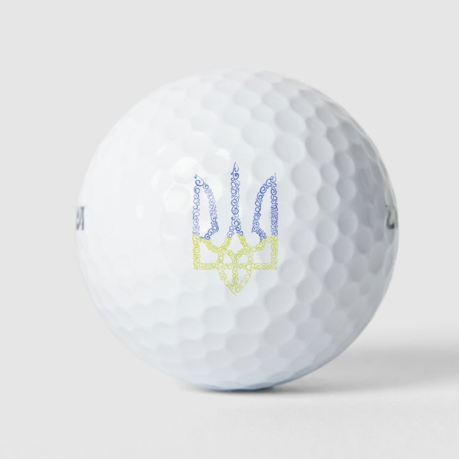 Ukraine coat of arms trident tryzub spiral pattern golf balls (Front)