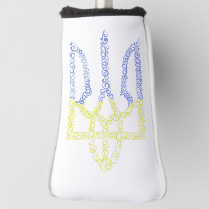 Ukraine coat of arms trident tryzub spiral pattern golf head cover
