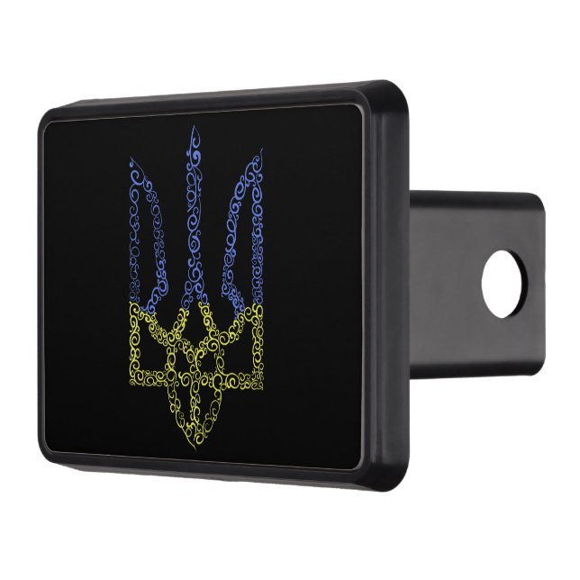 Ukraine coat of arms trident tryzub spiral pattern hitch cover (Left)