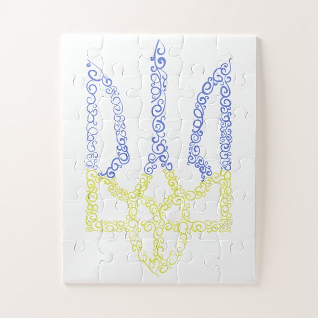 Ukraine coat of arms trident tryzub spiral pattern jigsaw puzzle (Vertical)