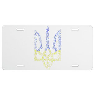 Ukraine coat of arms trident tryzub spiral pattern license plate