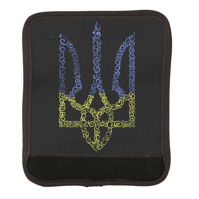 Ukraine coat of arms trident tryzub spiral pattern luggage handle wrap (Front)