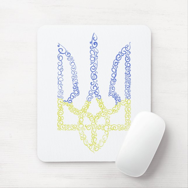 Ukraine coat of arms trident tryzub spiral pattern mouse pad (With Mouse)