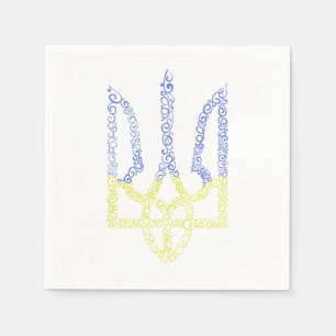 Ukraine coat of arms trident tryzub spiral pattern napkins