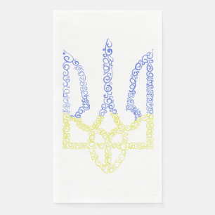 Ukraine coat of arms trident tryzub spiral pattern paper guest towels
