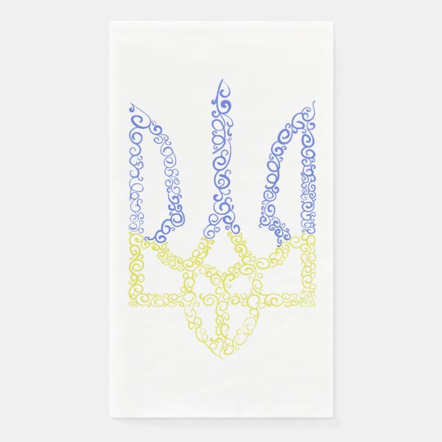 Ukraine coat of arms trident tryzub spiral pattern paper guest towels (Front)