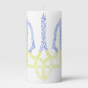 Ukraine coat of arms trident tryzub spiral pattern pillar candle