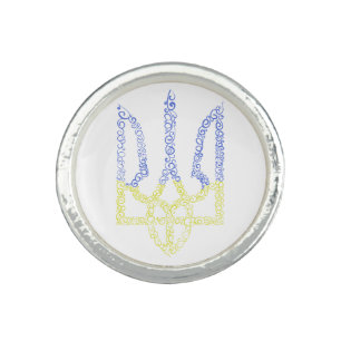 Ukraine coat of arms trident tryzub spiral pattern ring