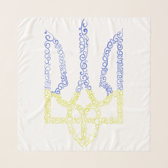 Ukraine coat of arms trident tryzub spiral pattern scarf (Front)