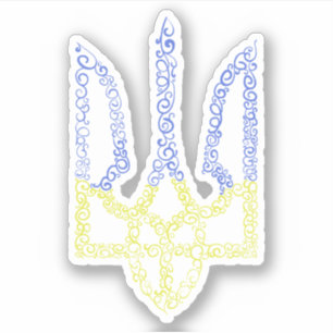 Ukraine coat of arms trident tryzub spiral pattern sticker