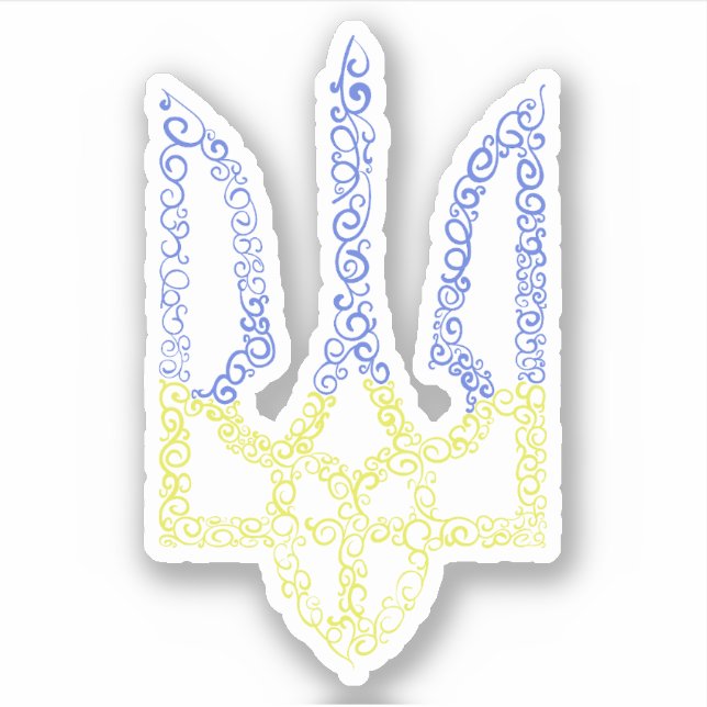 Ukraine coat of arms trident tryzub spiral pattern sticker (Front)